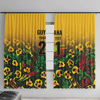 Custom Guyana Football Window Curtain Spirit of the Jaguar - Yellow - Wonder Print Shop