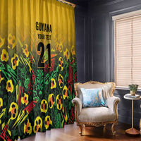 Custom Guyana Football Window Curtain Spirit of the Jaguar - Yellow - Wonder Print Shop