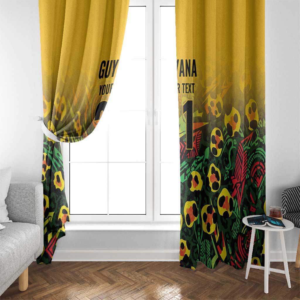 Custom Guyana Football Window Curtain Spirit of the Jaguar - Yellow - Wonder Print Shop