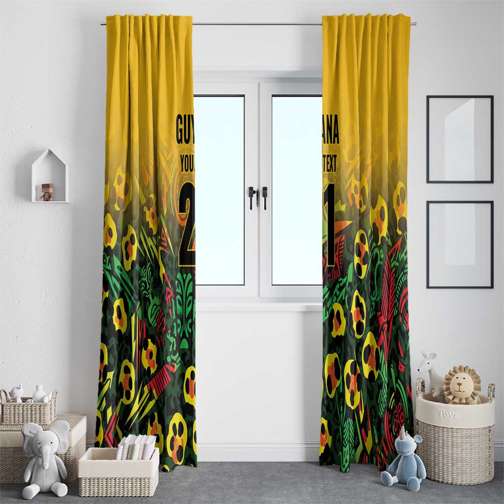 Custom Guyana Football Window Curtain Spirit of the Jaguar - Yellow - Wonder Print Shop