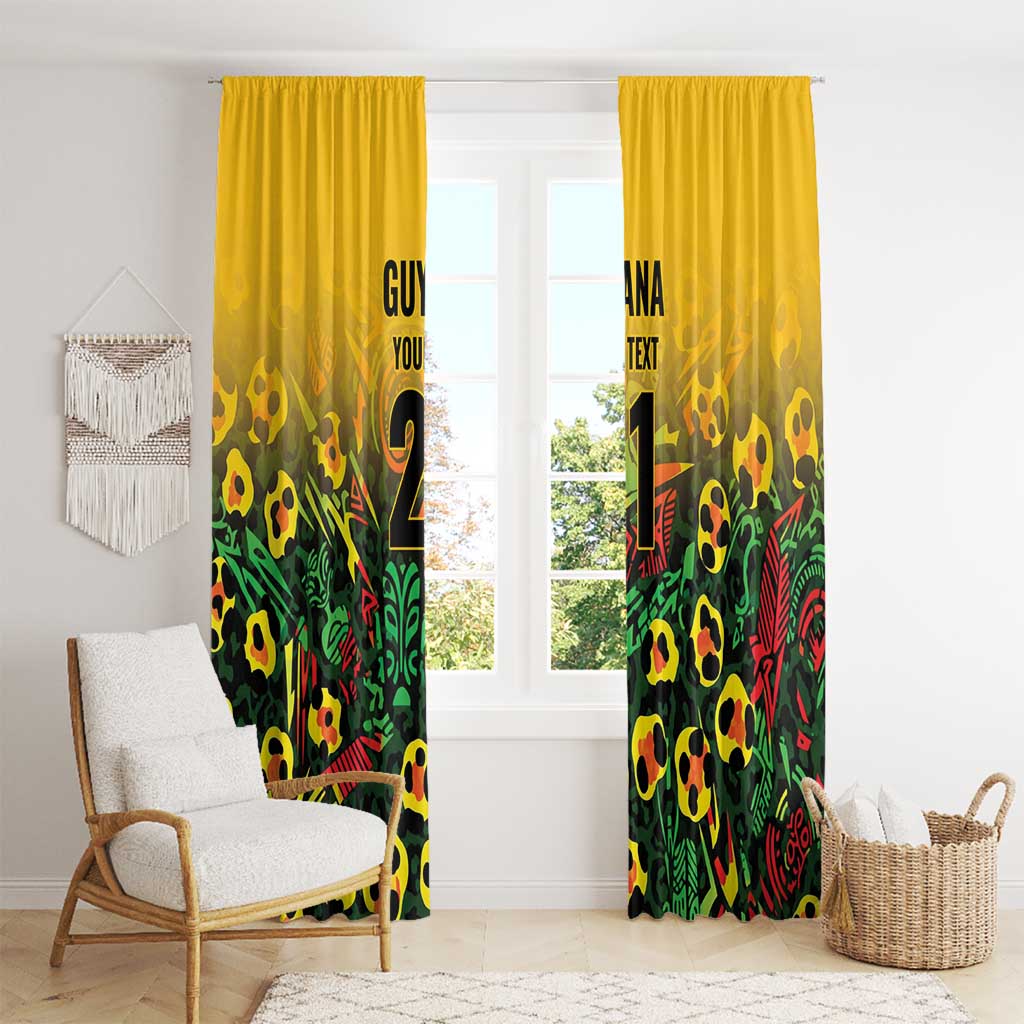 Custom Guyana Football Window Curtain Spirit of the Jaguar - Yellow - Wonder Print Shop