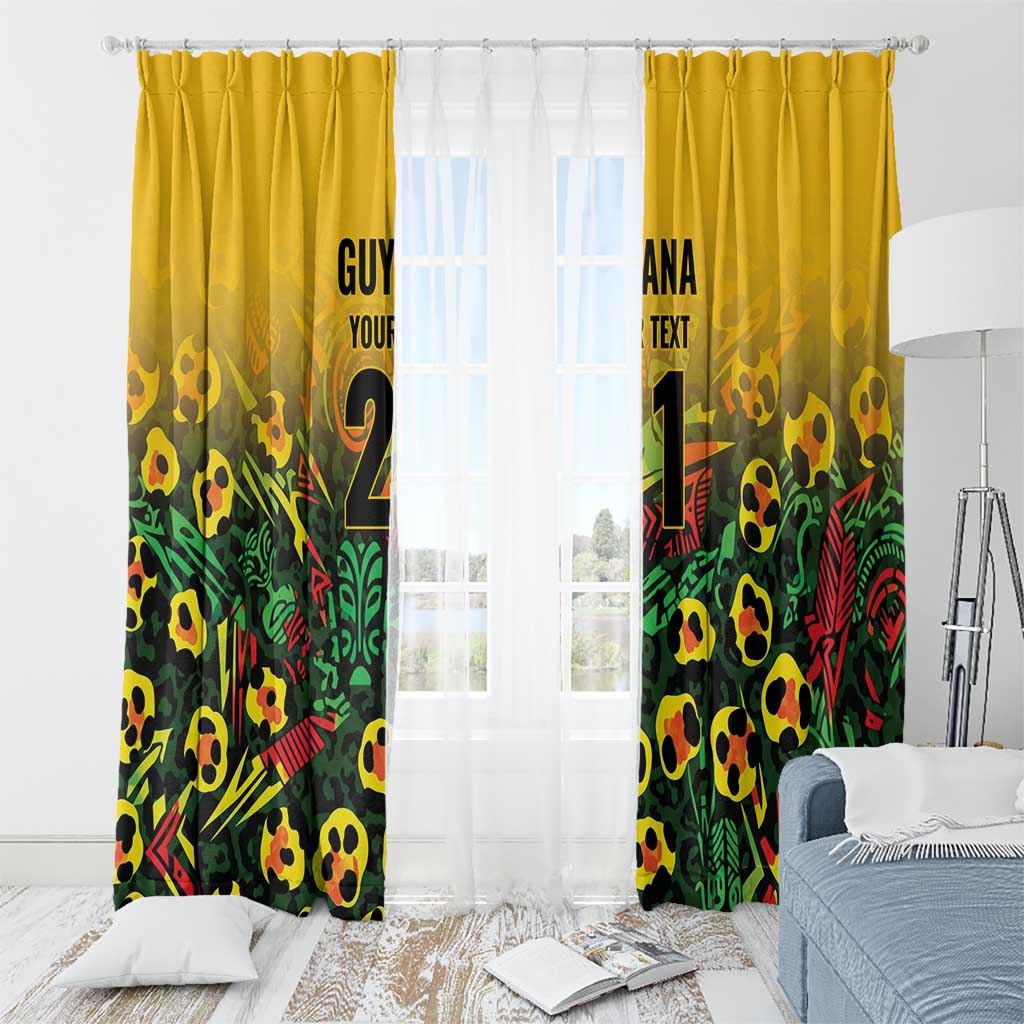 Custom Guyana Football Window Curtain Spirit of the Jaguar - Yellow - Wonder Print Shop