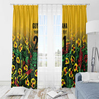 Custom Guyana Football Window Curtain Spirit of the Jaguar - Yellow - Wonder Print Shop