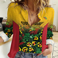 Custom Guyana Football Women Casual Shirt Spirit of the Jaguar - Yellow - Wonder Print Shop