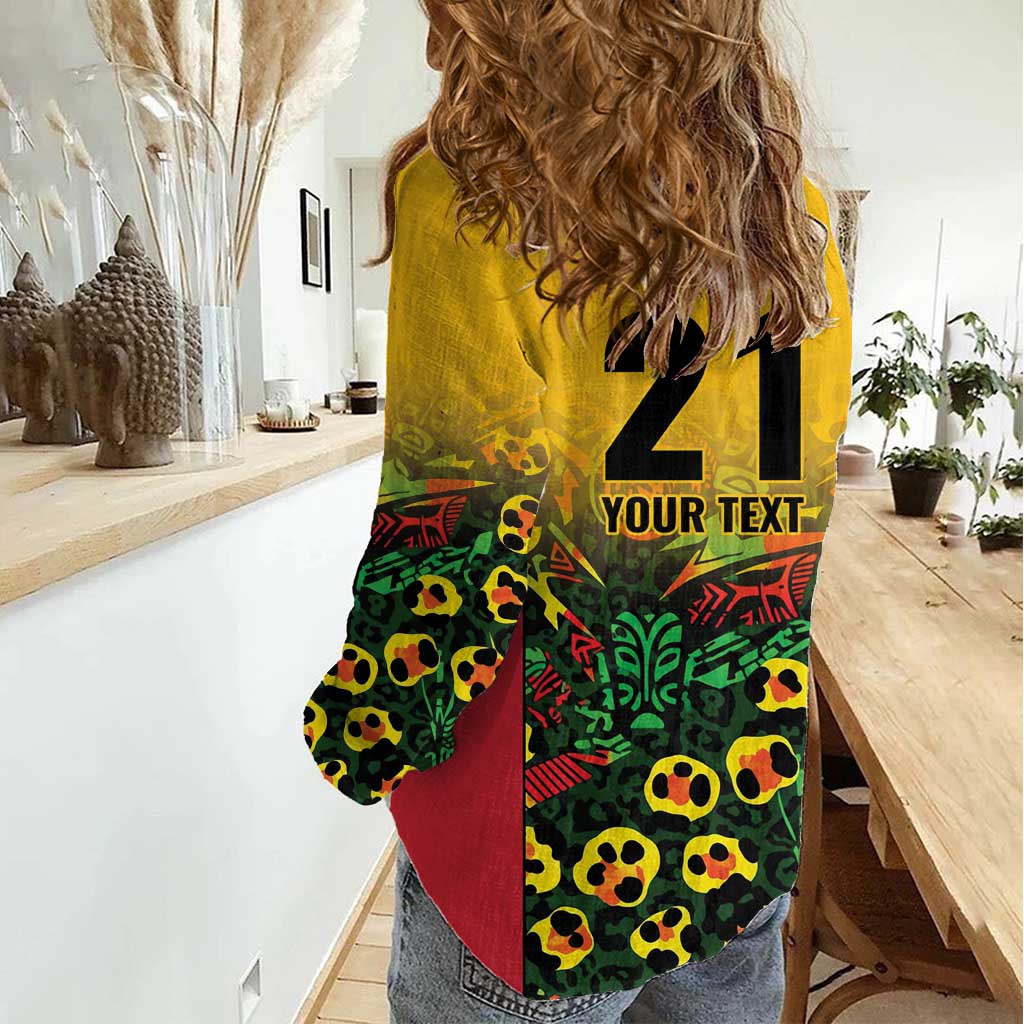 Custom Guyana Football Women Casual Shirt Spirit of the Jaguar - Yellow - Wonder Print Shop