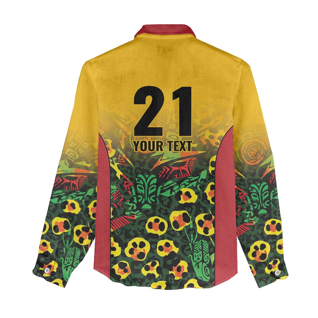 Custom Guyana Football Women Casual Shirt Spirit of the Jaguar - Yellow - Wonder Print Shop