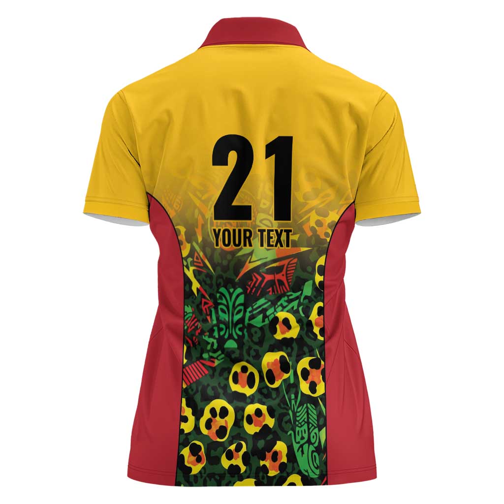 Custom Guyana Football Women Polo Shirt Spirit of the Jaguar - Yellow - Wonder Print Shop