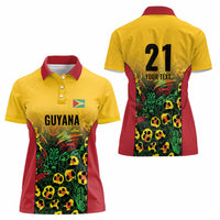 Custom Guyana Football Women Polo Shirt Spirit of the Jaguar - Yellow - Wonder Print Shop