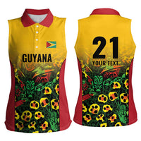Custom Guyana Football Women Sleeveless Polo Shirt Spirit of the Jaguar - Yellow - Wonder Print Shop