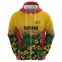 Custom Guyana Football Zip Hoodie Spirit of the Jaguar - Yellow - Wonder Print Shop