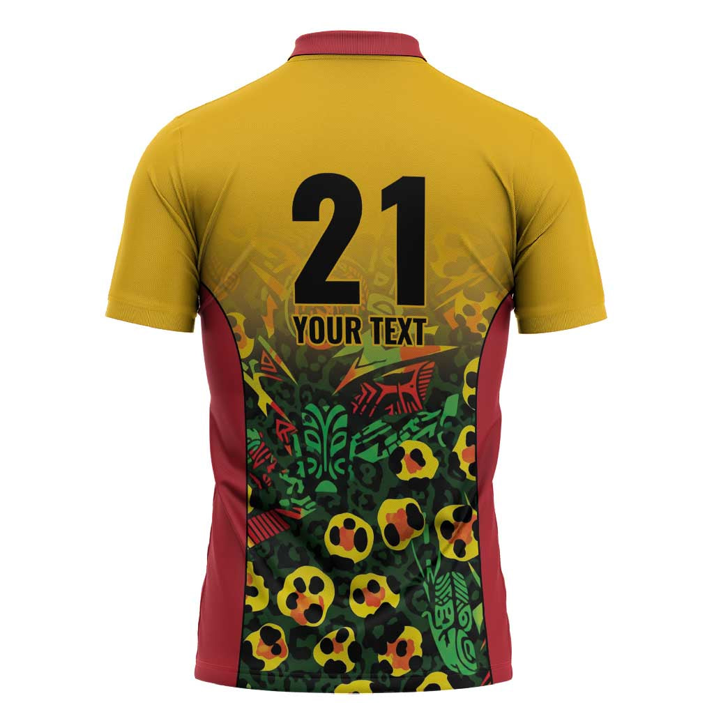 Custom Guyana Football Zipper Polo Shirt Spirit of the Jaguar - Yellow - Wonder Print Shop