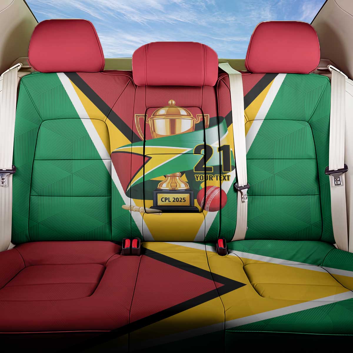 Custom Guyana Champions Reloaded 2025 Back Car Seat Cover Caribbean Cricket Supporter Amazon Warriors - Wonder Print Shop
