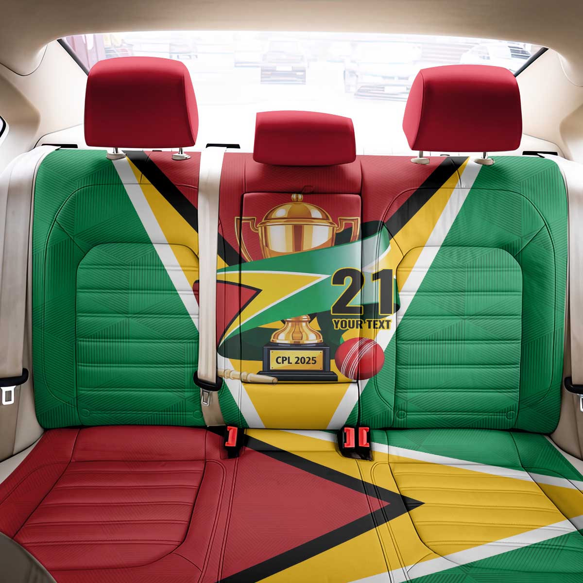 Custom Guyana Champions Reloaded 2025 Back Car Seat Cover Caribbean Cricket Supporter Amazon Warriors - Wonder Print Shop