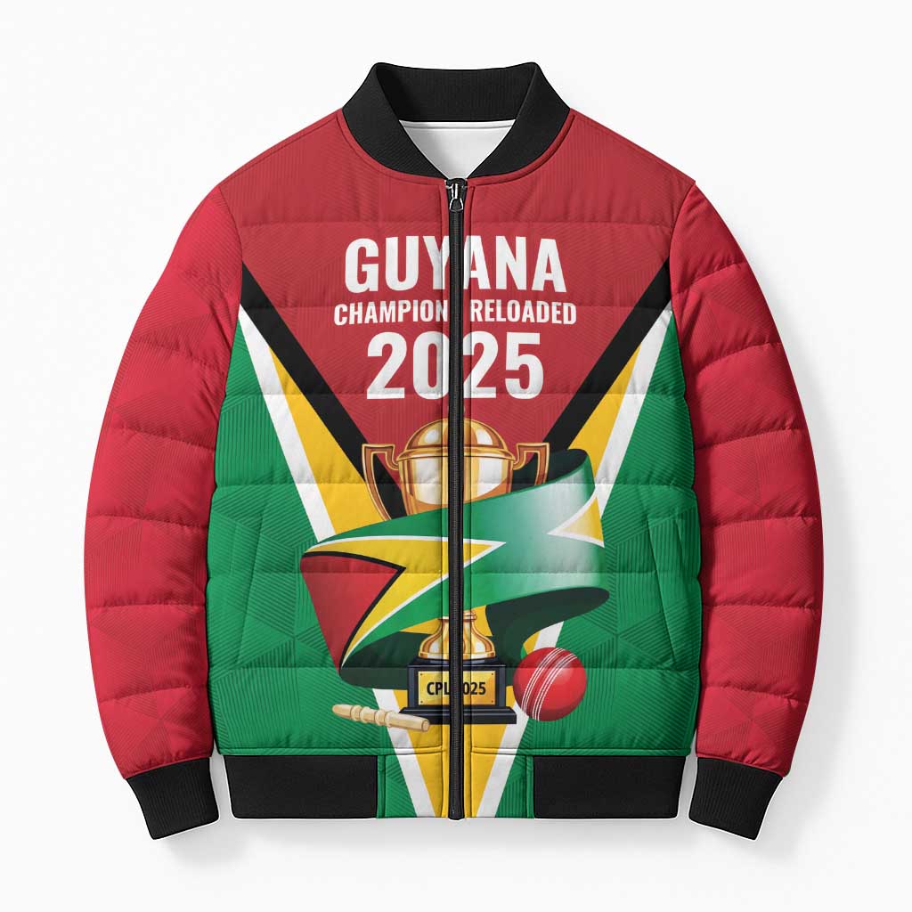 Custom Guyana Champions Reloaded 2025 Bomber Puffer Jacket Caribbean Cricket Supporter Amazon Warriors - Wonder Print Shop
