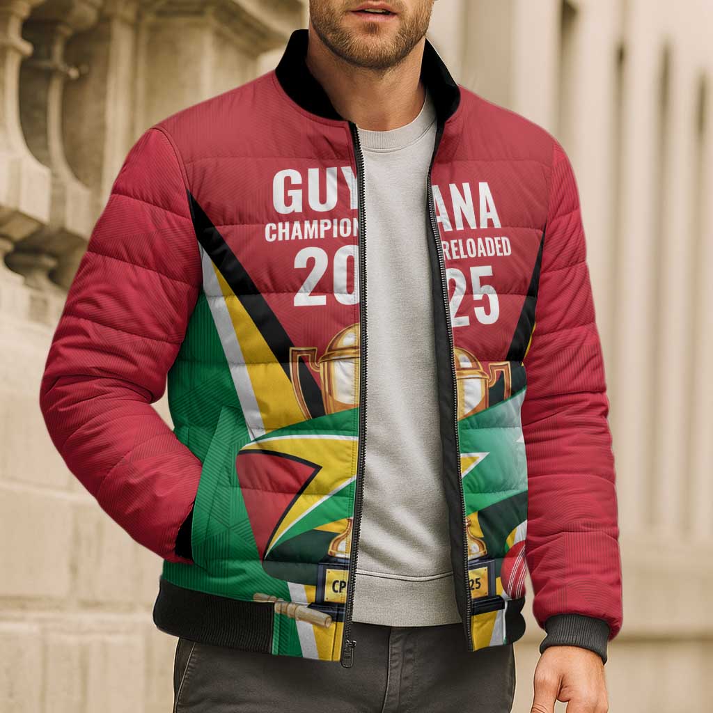 Custom Guyana Champions Reloaded 2025 Bomber Puffer Jacket Caribbean Cricket Supporter Amazon Warriors - Wonder Print Shop