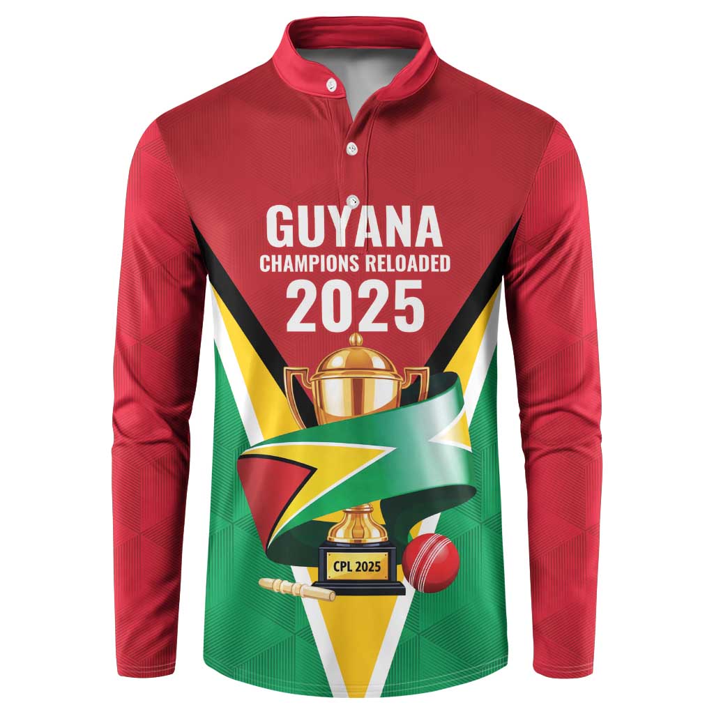 Custom Guyana Champions Reloaded 2025 Button Sweatshirt Caribbean Cricket Supporter Amazon Warriors - Wonder Print Shop