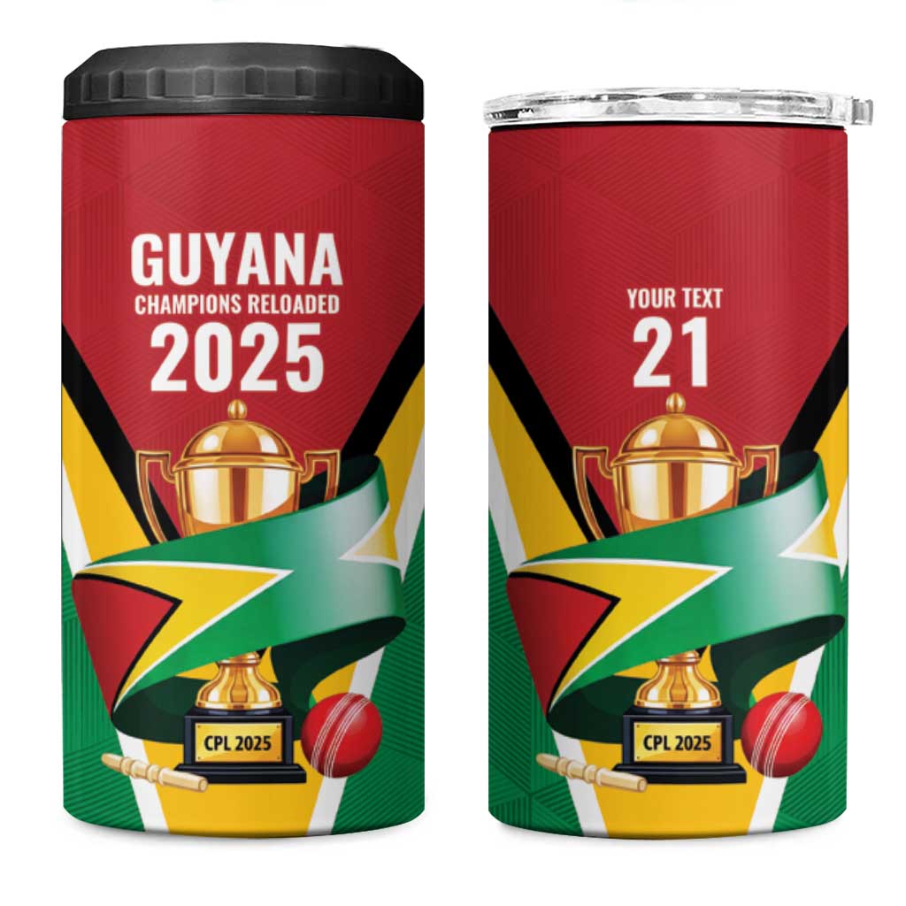 Custom Guyana Champions Reloaded 2025 4 in 1 Can Cooler Tumbler Caribbean Cricket Supporter Amazon Warriors - Wonder Print Shop