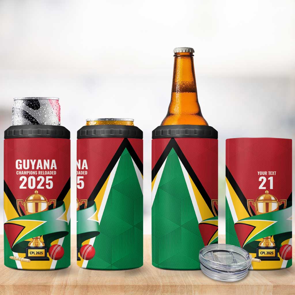 Custom Guyana Champions Reloaded 2025 4 in 1 Can Cooler Tumbler Caribbean Cricket Supporter Amazon Warriors - Wonder Print Shop