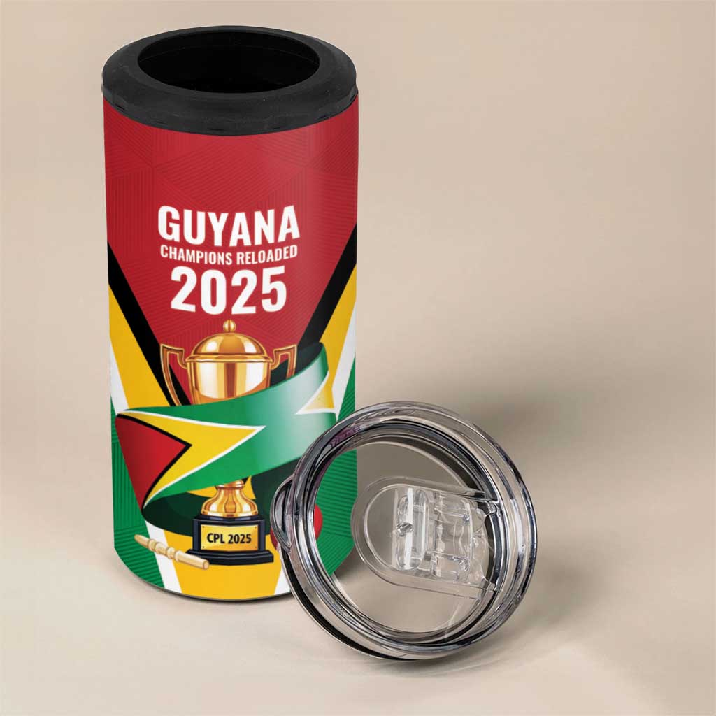 Custom Guyana Champions Reloaded 2025 4 in 1 Can Cooler Tumbler Caribbean Cricket Supporter Amazon Warriors - Wonder Print Shop