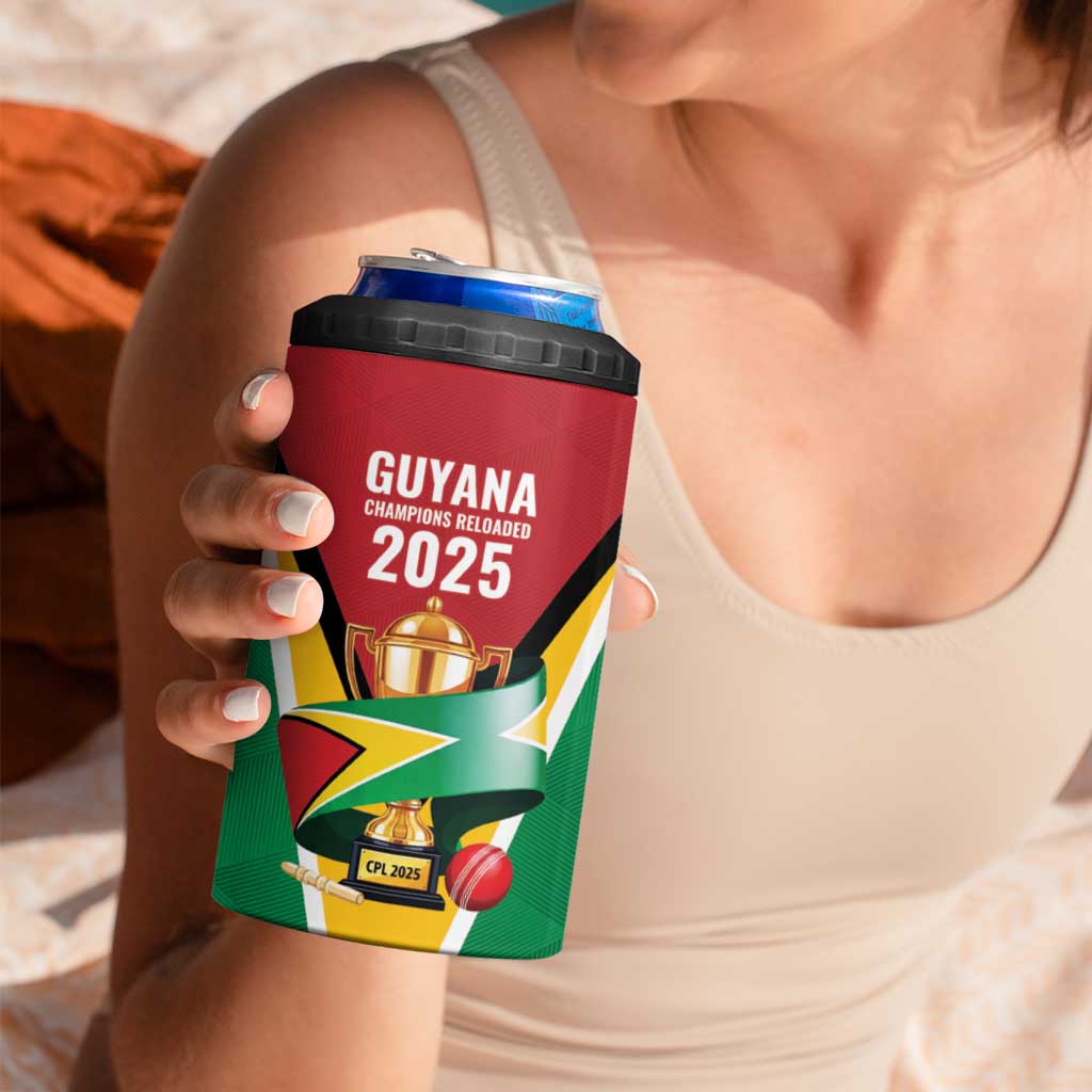 Custom Guyana Champions Reloaded 2025 4 in 1 Can Cooler Tumbler Caribbean Cricket Supporter Amazon Warriors - Wonder Print Shop