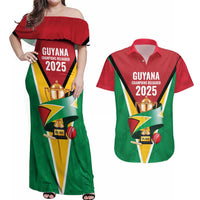 Custom Guyana Champions Reloaded 2025 Couples Matching Off Shoulder Maxi Dress and Hawaiian Shirt Caribbean Cricket Supporter Amazon Warriors - Wonder Print Shop