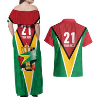 Custom Guyana Champions Reloaded 2025 Couples Matching Off Shoulder Maxi Dress and Hawaiian Shirt Caribbean Cricket Supporter Amazon Warriors - Wonder Print Shop