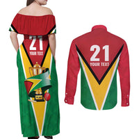 Custom Guyana Champions Reloaded 2025 Couples Matching Off Shoulder Maxi Dress and Long Sleeve Button Shirt Caribbean Cricket Supporter Amazon Warriors - Wonder Print Shop