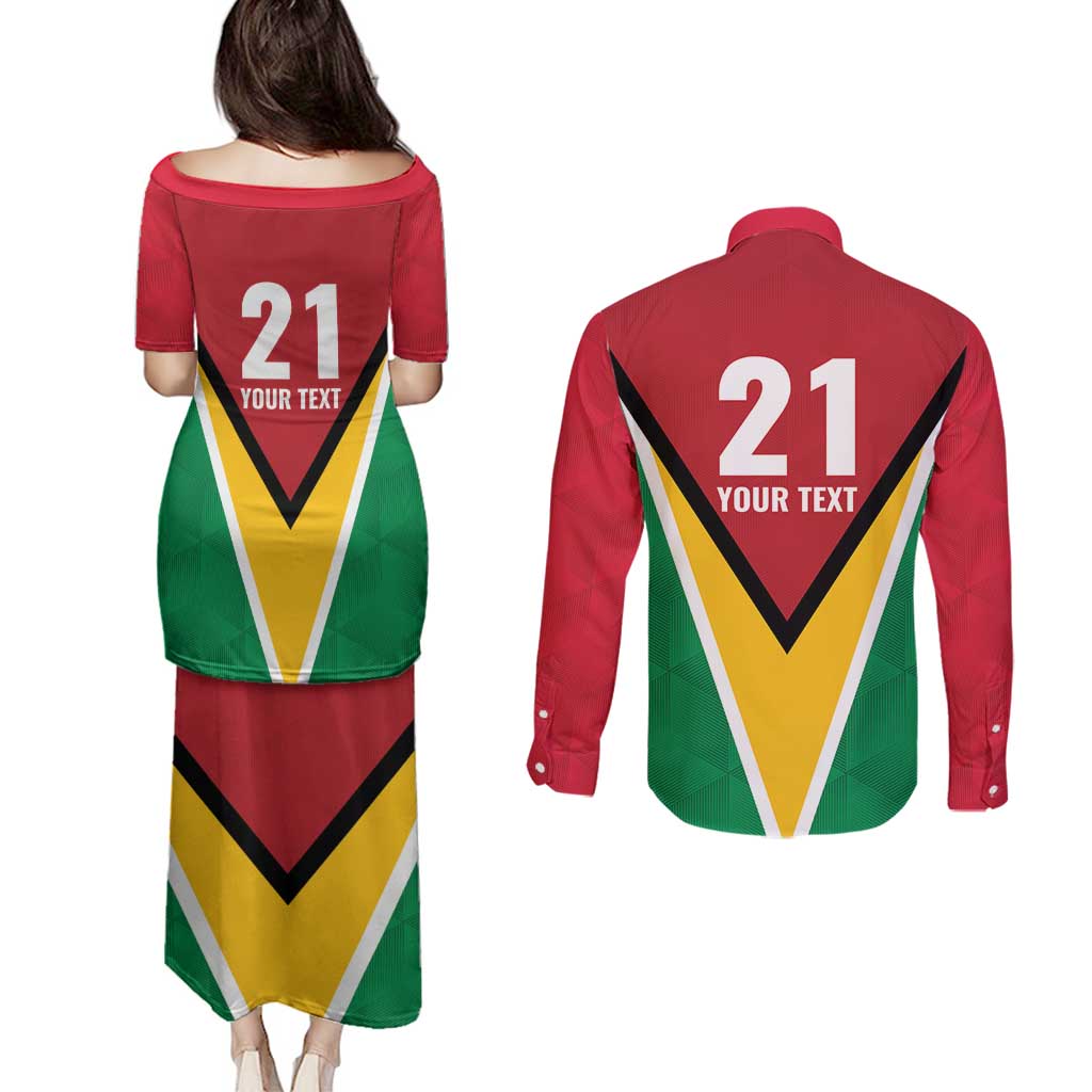 Custom Guyana Champions Reloaded 2025 Couples Matching Puletasi and Long Sleeve Button Shirt Caribbean Cricket Supporter Amazon Warriors - Wonder Print Shop