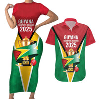 Custom Guyana Champions Reloaded 2025 Couples Matching Short Sleeve Bodycon Dress and Hawaiian Shirt Caribbean Cricket Supporter Amazon Warriors - Wonder Print Shop