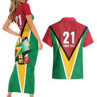 Custom Guyana Champions Reloaded 2025 Couples Matching Short Sleeve Bodycon Dress and Hawaiian Shirt Caribbean Cricket Supporter Amazon Warriors - Wonder Print Shop