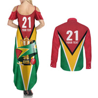 Custom Guyana Champions Reloaded 2025 Couples Matching Summer Maxi Dress and Long Sleeve Button Shirt Caribbean Cricket Supporter Amazon Warriors - Wonder Print Shop