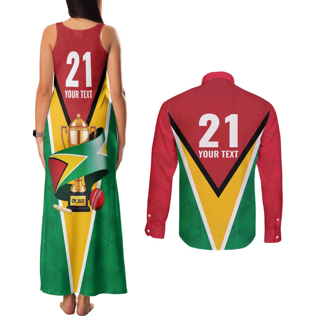 Custom Guyana Champions Reloaded 2025 Couples Matching Tank Maxi Dress and Long Sleeve Button Shirt Caribbean Cricket Supporter Amazon Warriors - Wonder Print Shop