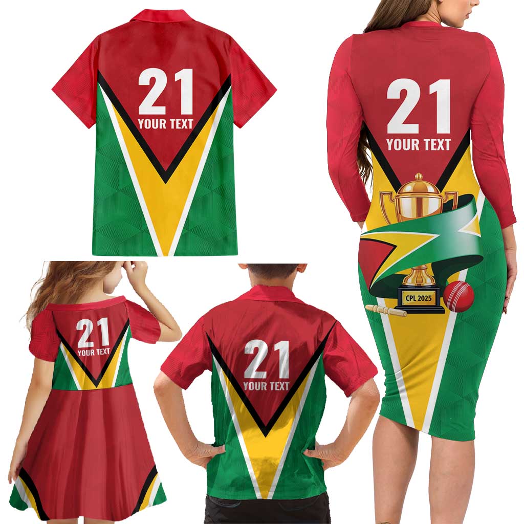 Custom Guyana Champions Reloaded 2025 Family Matching Long Sleeve Bodycon Dress and Hawaiian Shirt Caribbean Cricket Supporter Amazon Warriors - Wonder Print Shop