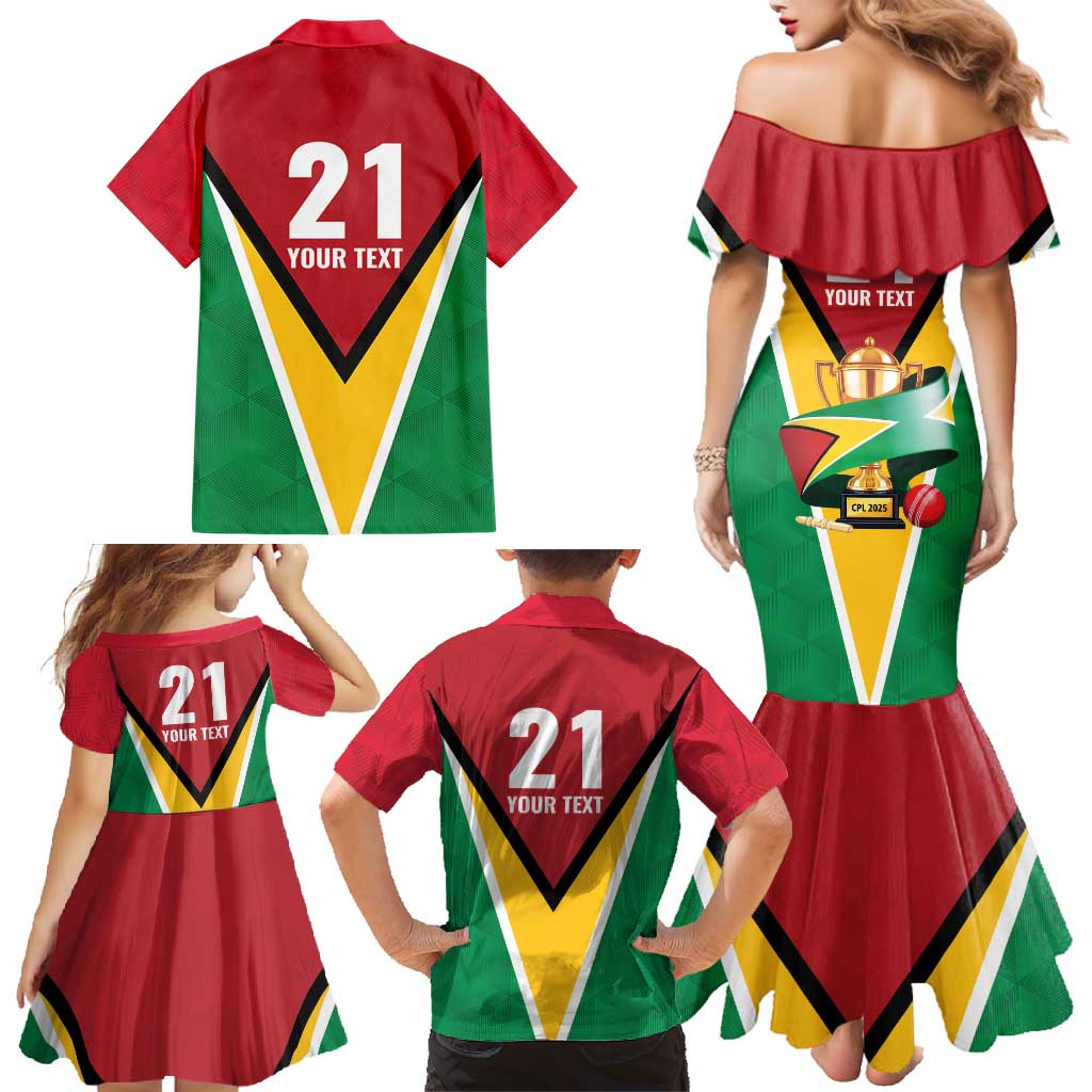 Custom Guyana Champions Reloaded 2025 Family Matching Mermaid Dress and Hawaiian Shirt Caribbean Cricket Supporter Amazon Warriors - Wonder Print Shop