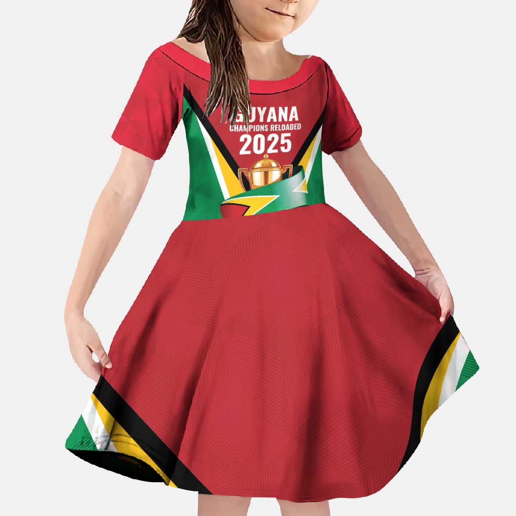 Custom Guyana Champions Reloaded 2025 Family Matching Off Shoulder Maxi Dress and Hawaiian Shirt Caribbean Cricket Supporter Amazon Warriors - Wonder Print Shop