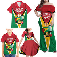 Custom Guyana Champions Reloaded 2025 Family Matching Off Shoulder Maxi Dress and Hawaiian Shirt Caribbean Cricket Supporter Amazon Warriors - Wonder Print Shop