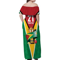 Custom Guyana Champions Reloaded 2025 Family Matching Off Shoulder Maxi Dress and Hawaiian Shirt Caribbean Cricket Supporter Amazon Warriors - Wonder Print Shop