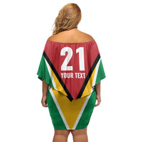 Custom Guyana Champions Reloaded 2025 Family Matching Off Shoulder Short Dress and Hawaiian Shirt Caribbean Cricket Supporter Amazon Warriors - Wonder Print Shop