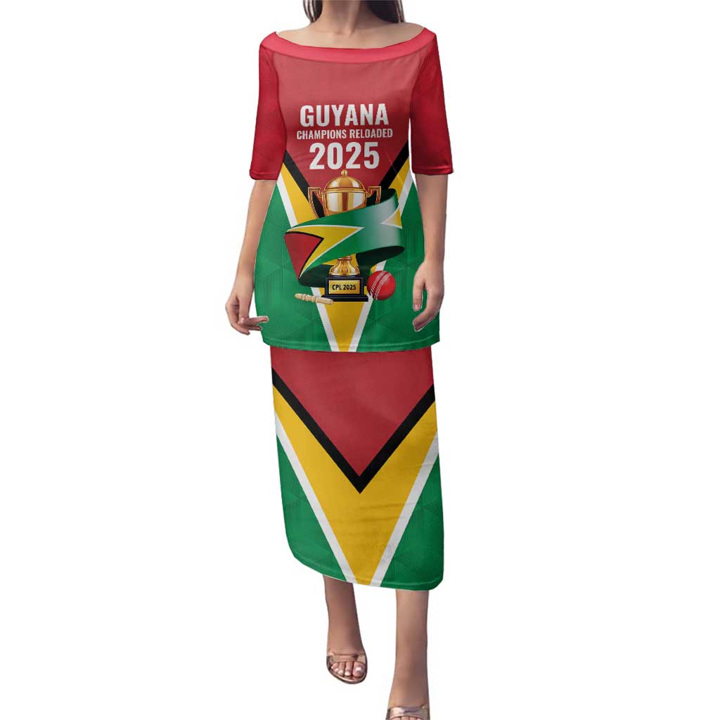 Custom Guyana Champions Reloaded 2025 Family Matching Puletasi and Hawaiian Shirt Caribbean Cricket Supporter Amazon Warriors - Wonder Print Shop