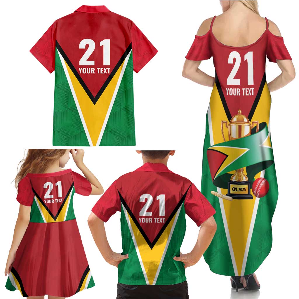 Custom Guyana Champions Reloaded 2025 Family Matching Summer Maxi Dress and Hawaiian Shirt Caribbean Cricket Supporter Amazon Warriors - Wonder Print Shop