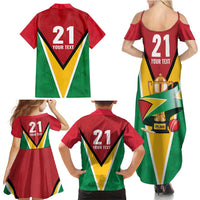 Custom Guyana Champions Reloaded 2025 Family Matching Summer Maxi Dress and Hawaiian Shirt Caribbean Cricket Supporter Amazon Warriors - Wonder Print Shop