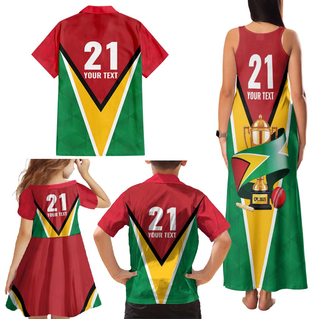 Custom Guyana Champions Reloaded 2025 Family Matching Tank Maxi Dress and Hawaiian Shirt Caribbean Cricket Supporter Amazon Warriors - Wonder Print Shop