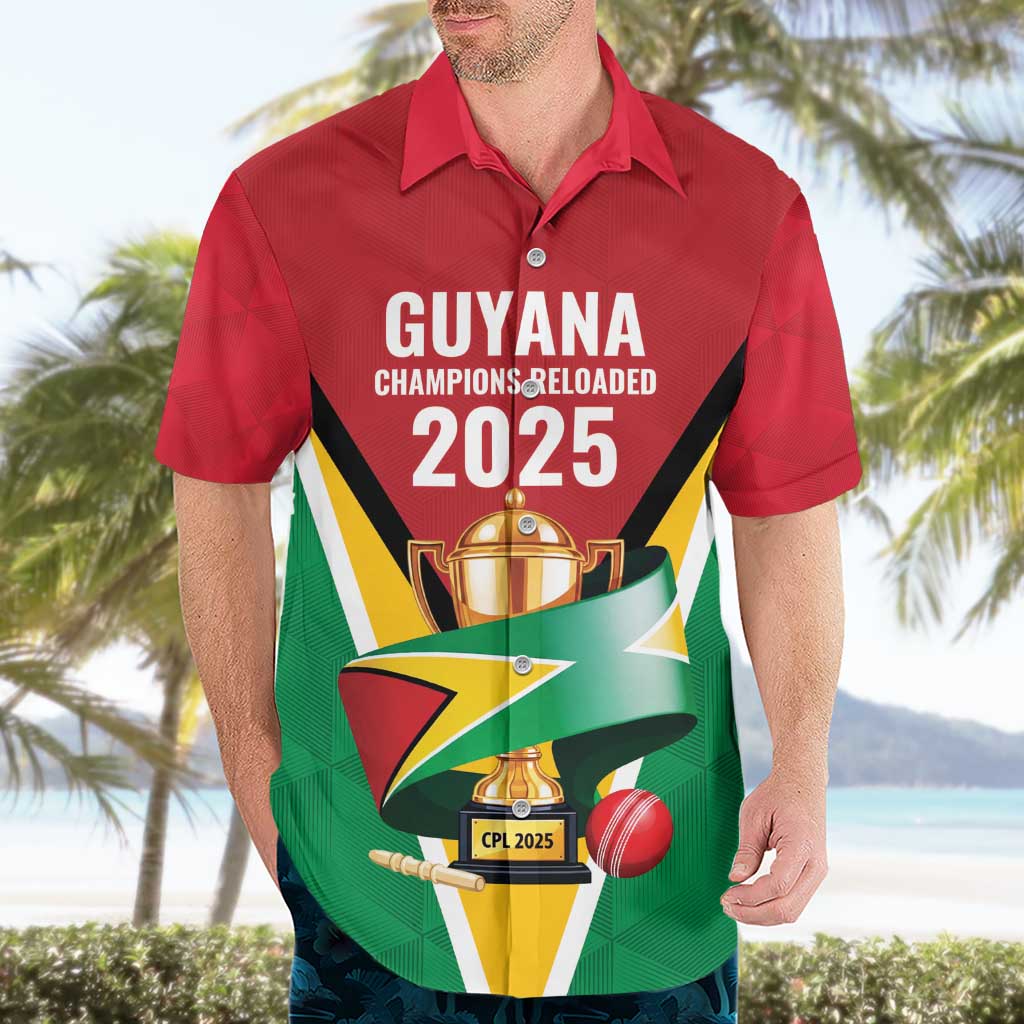 Custom Guyana Champions Reloaded 2025 Hawaiian Shirt Caribbean Cricket Supporter Amazon Warriors - Wonder Print Shop