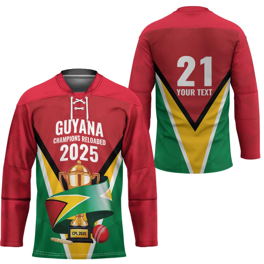 Custom Guyana Champions Reloaded 2025 Hockey Jersey Caribbean Cricket Supporter Amazon Warriors - Wonder Print Shop