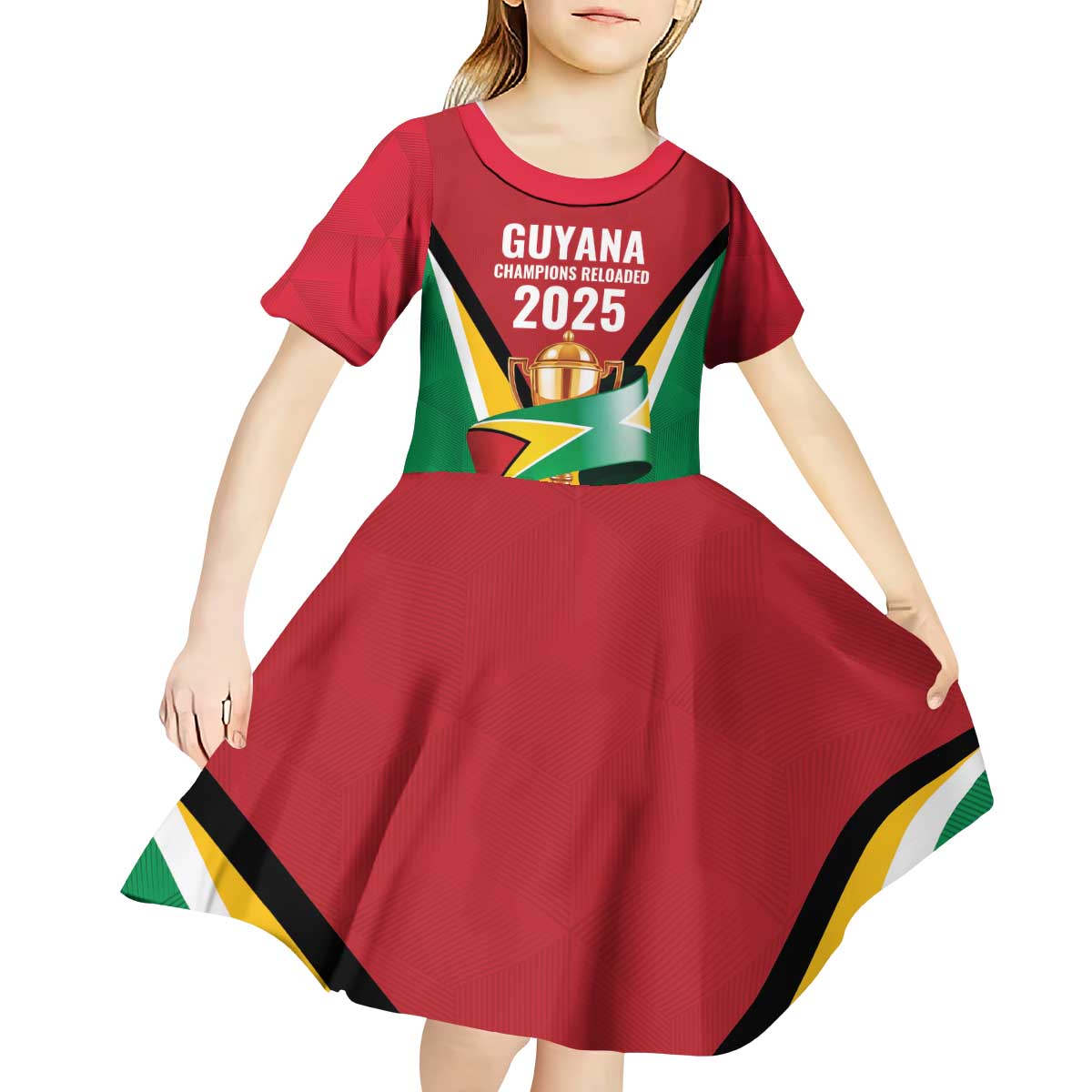 Custom Guyana Champions Reloaded 2025 Kid Short Sleeve Dress Caribbean Cricket Supporter Amazon Warriors - Wonder Print Shop