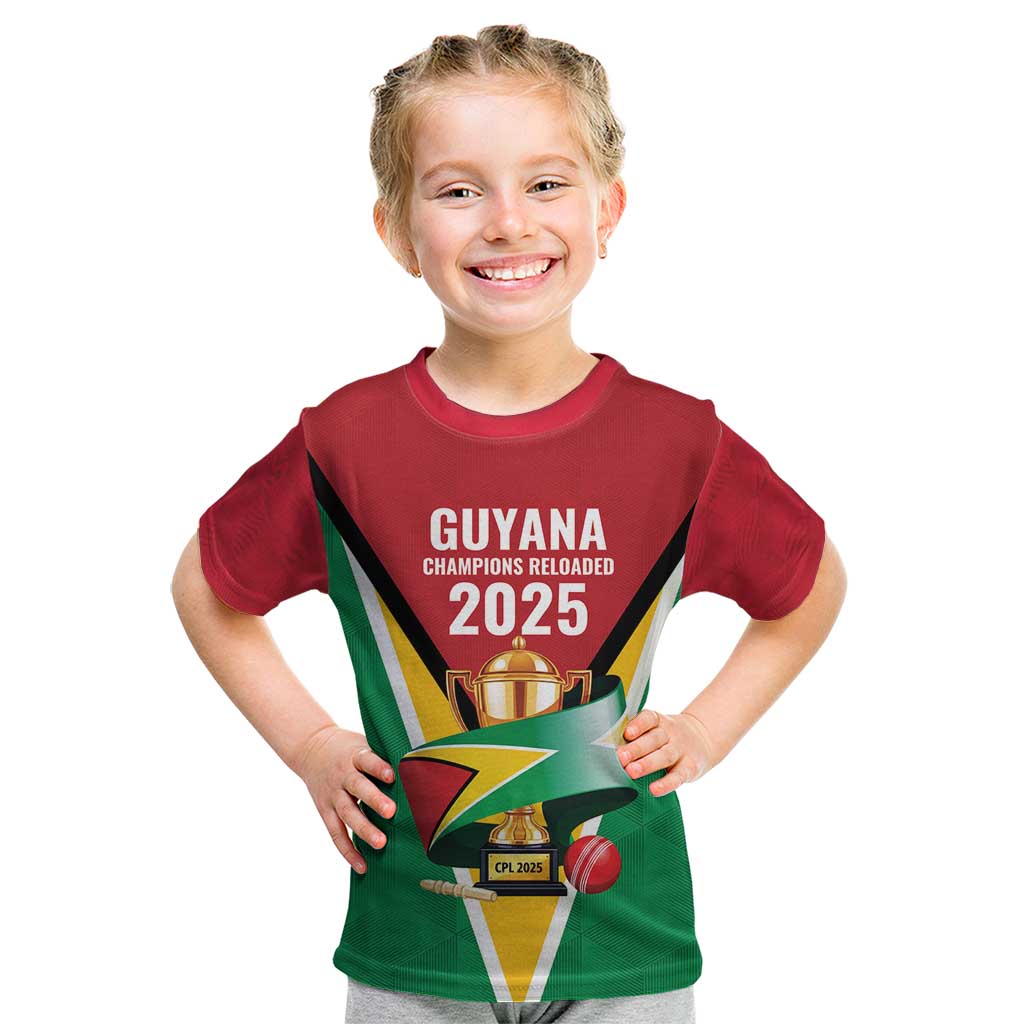 Custom Guyana Champions Reloaded 2025 Kid T Shirt Caribbean Cricket Supporter Amazon Warriors - Wonder Print Shop