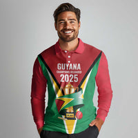 Custom Guyana Champions Reloaded 2025 Long Sleeve Polo Shirt Caribbean Cricket Supporter Amazon Warriors - Wonder Print Shop