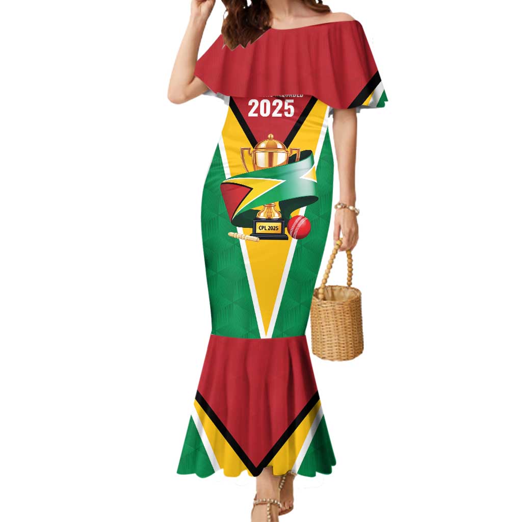Custom Guyana Champions Reloaded 2025 Mermaid Dress Caribbean Cricket Supporter Amazon Warriors - Wonder Print Shop