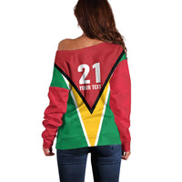 Custom Guyana Champions Reloaded 2025 Off Shoulder Sweater Caribbean Cricket Supporter Amazon Warriors - Wonder Print Shop