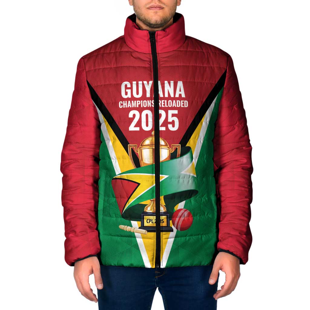 Custom Guyana Champions Reloaded 2025 Padded Jacket Caribbean Cricket Supporter Amazon Warriors - Wonder Print Shop